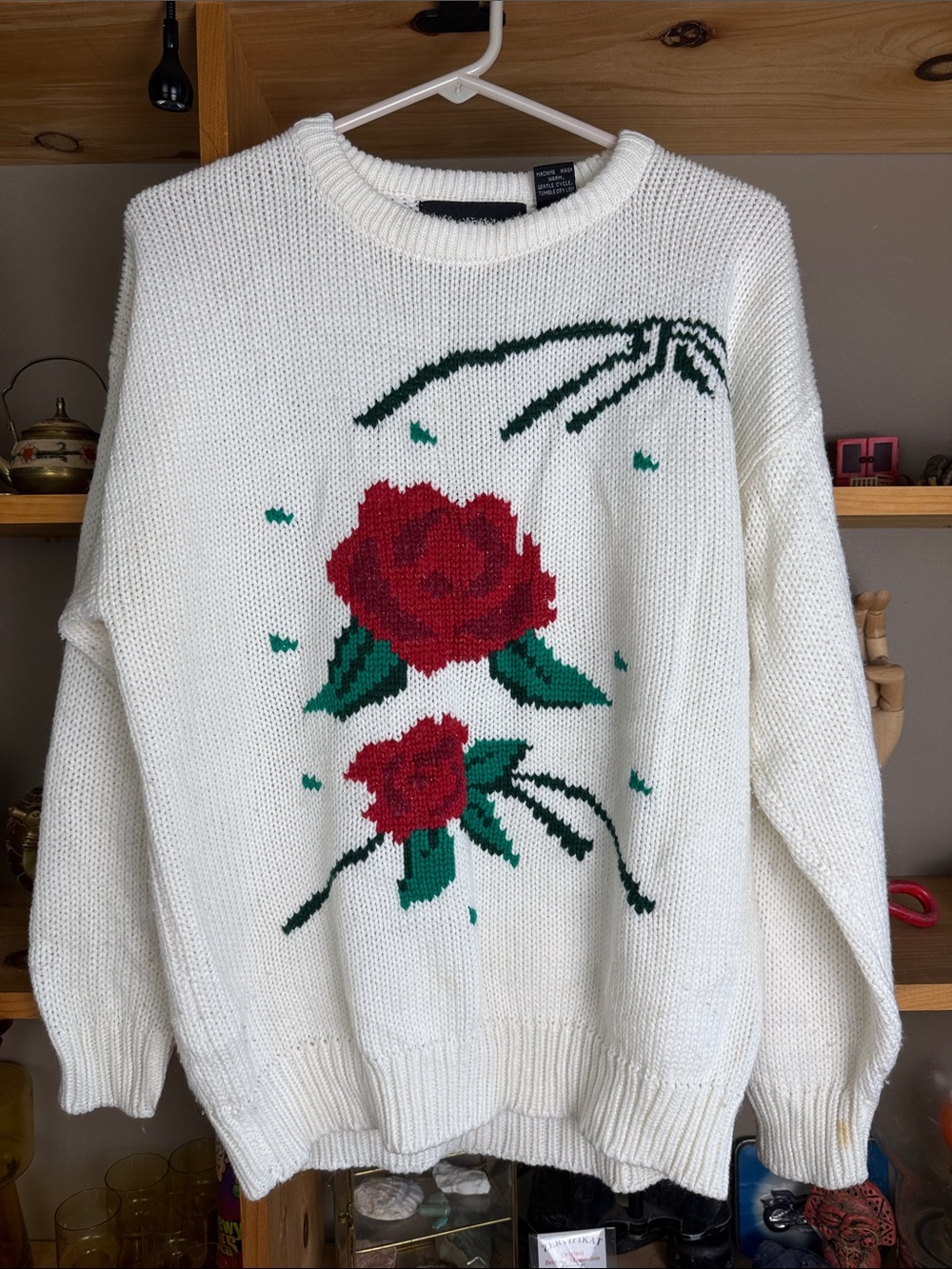 Vintage Rose Sweater Crewneck Sparkly
